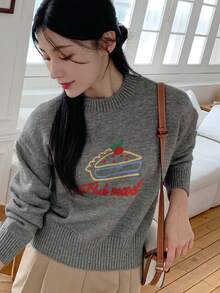 DAZY Women's Loose Fit 3D Pattern Gray Sweater - Grey - View 4
