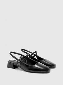 CUCCOO BIZCHIC Bailarinas de tacón bajo y grueso de punta redonda, negras, versátiles para el trabajo y el uso casual, cómodas para el trayecto diario - Negro - Ver 7