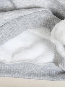 2pcs/Set Tween Boys Thermal Lined Hooded Sweatshirt, Gray & Black, English Print, Fashion Minimalist Classic Color Combo, Suitable For Autumn/Winter