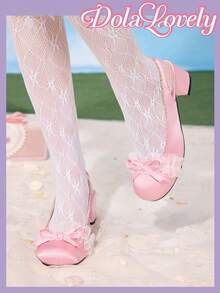 Dola Lovely Giày cao gót thanh lịch Bow Decor Mary Jane - Hồng - Xem 3