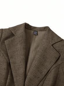 Ellevyn 女士优雅商务西装外套，百搭通勤夹克（带衬里），秋冬 - 棕色 - 查看 3