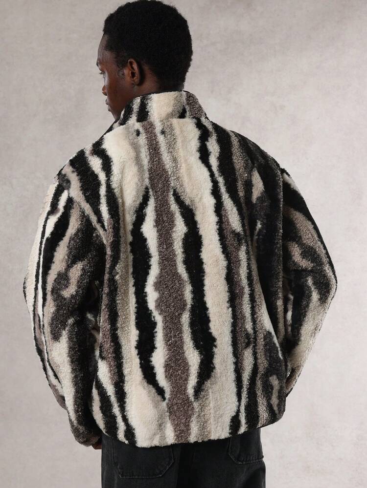 Men's Fleece Patchwork Pocket Design Jacket, Multi-Color, Autumn/Winter