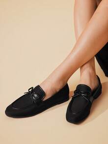 CUCCOO BASICS Round Toe Bow-Knot Flat Comfortable Sweet Flats For Women - Black - View 7