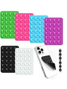 1个手机硅胶吸盘，带24个方形吸盘，双面硅胶吸盘手机支架，适用于手机壳、自拍、视频等多种场景。