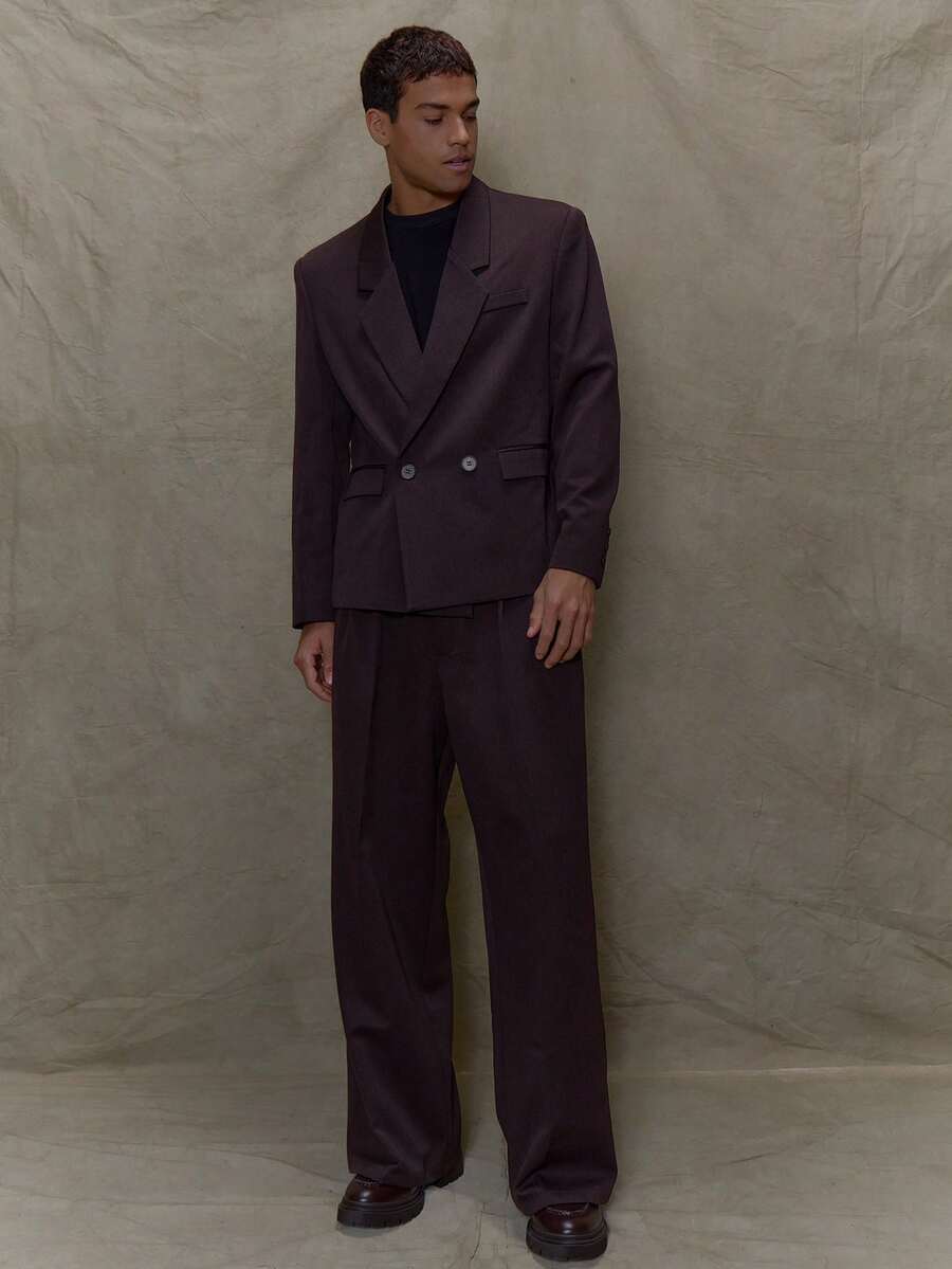 Musero 结构化单排扣定制西装外套套装上衣（仅限秋冬） - 咖啡棕 - 查看 1