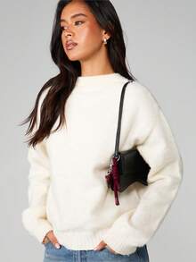 MISSGUIDED Elegant Heart Leopard Print Bag Charm With Tassel Detail Fashion Accessory Keychain - Burgundy - View 3