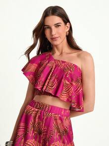 CAJUNI Vacation Casual Zebra Print Cropped Top And Shorts Set - Multicolor - View 3