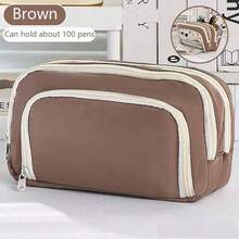 1Pc Macaron Large Pencil Case Pouch ,INS Stationery Bag, Portable Handheld Pencil Case Bag , Cosmetic Bag, For Teens Office,&School Supplies Back To School,Pencil Pouch,School Bag - 彩色 - 查看 17