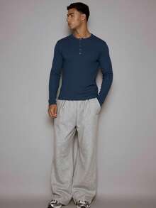 Musero Blusa de manga larga con botones a presión y tejido de waffle para capas, primavera y verano - Azul Marino - Ver 5