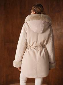 MOTF PREMIUM CONTRAST FAUX FUR ZIPPER WINTER COAT