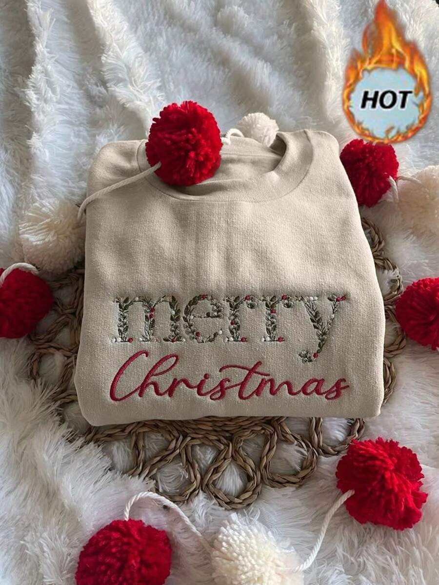 INAWLY Christmas Print Oversized Round Neck Sweatshirt For Women - Multicolor - View 1