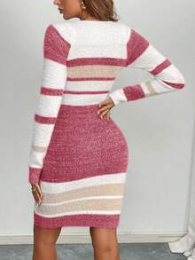 EMERY ROSE Váy len dệt kim kẻ sọc thường ngày dành cho nữ - Nhiều màu - Xem 2