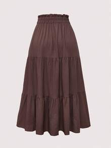 Lacomfia Plus Tie Waist Ruffle Hem Skirt