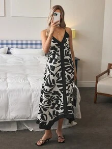 Aalyst 女士花卉印花休闲长款吊带裙，适合度假