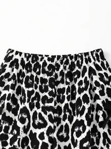 Tween Girls Letter Print Crew Neck Sweatshirt & Leopard Bow‑Decor Wide Leg Pants 2‑Piece Outfit, Casual Fashion Matching Set For Daily Back To School - Multicolor - View 6