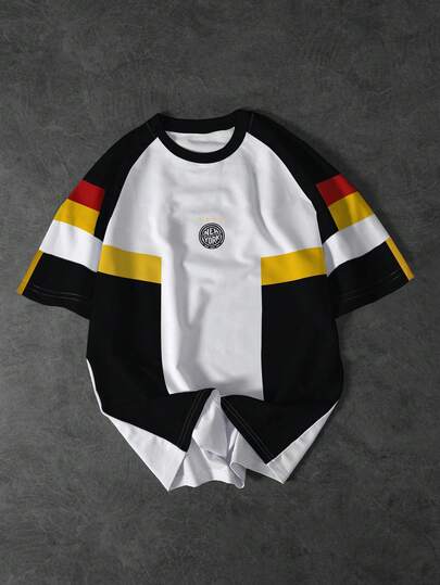 PAVTROS Men's Casual Colorblock Short Sleeve T-Shirt, Summer Men S Long Sleeve Summer T Shirts Good Quality Tshirt Hockey Jersey Baggy Jersey