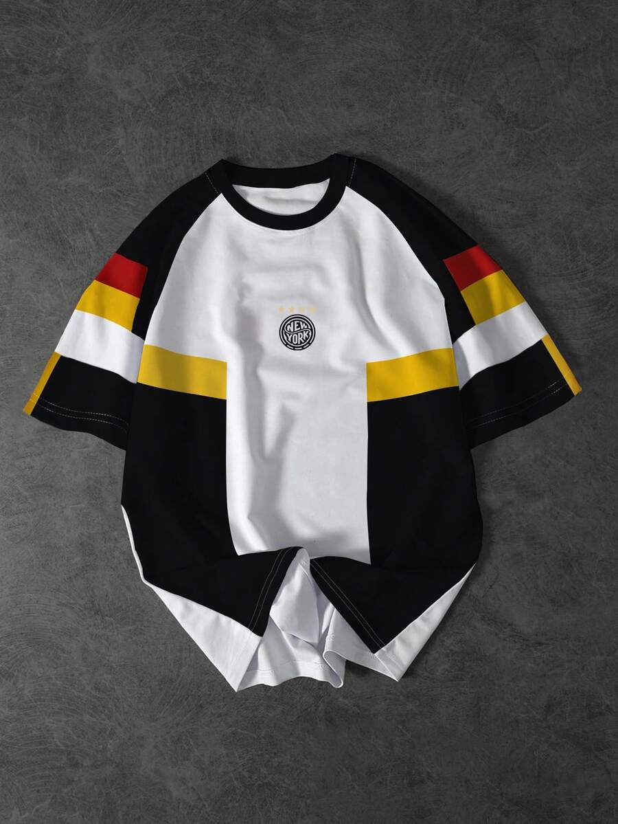 PAVTROS Men's Casual Colorblock Short Sleeve T-Shirt, Summer Men S Long Sleeve Summer T Shirts Good Quality Tshirt Hockey Jersey Baggy Jersey - Multicolor - View 1