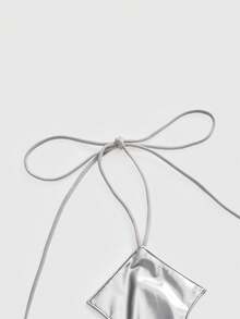 ROMWE Avant Y3K Millennium Shiny Silver Cross Backless Street Style Halter Neck Tank Top For Women - Silver - View 3