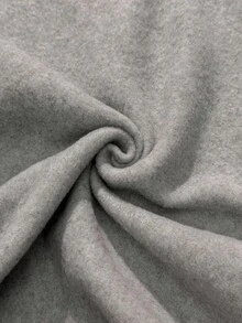 SHEIN EZwear Sudadera con capucha con cremallera de punto gris Attitoon, estilo universitario con patrón de insignia, talla 23, sudadera casual y elegante para mujer para otoño/invierno