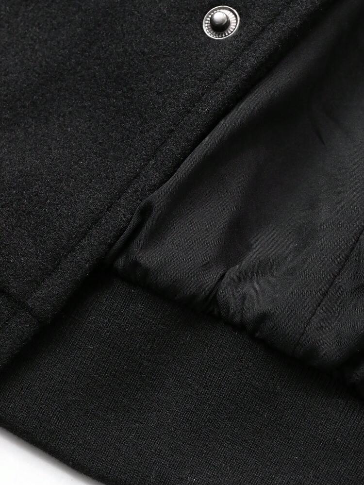 Men's Jacket With Letter Embroidery Patchwork Contrast Color Design, Street Style, Autumn