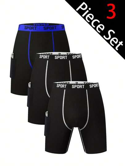 Velminro 3件装男士舒适字母腰带平角内裤