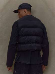 Musero Sleeveless Boxy Cropped Utility Cargo Style Puffer Gilet Vest Winter Capsule - Black - View 4