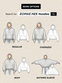 ROMWE MEN Grunge Punk Black Acid-Washed Hooded Halloween Sweatshirt For Men, No Pockets , Fall
