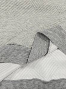 EMERY ROSE Áo nỉ nữ mùa thu, cổ chữ V, tay dài, vai thường, phối gân, trang trí khóa kéo, chất liệu vải dệt họa tiết. - Xám - Xem 8