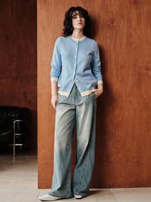 Uhlyne Cardigan décontracté en patchwork de couleurs contrastées, automne/hiver