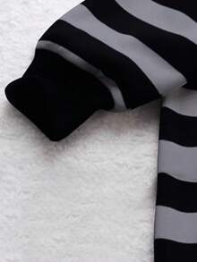 EMERY ROSE Áo nỉ cổ tròn kẻ sọc cỡ lớn dành cho nữ, dáng vừa vặn, bán chạy nhất mới về - Xám - Xem 3