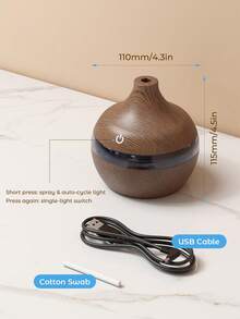 USB 触摸激活白色木纹加湿器 - 适用于房间和办公室，木色，USB 充电，香薰机，冷雾加湿器，超静音，7 种 LED 灯，家庭卧室防干燥加湿器礼物，为您的家增添舒适和时尚 - 彩色 - 查看 12