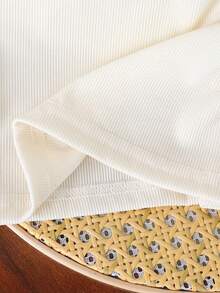 男童罗纹领休闲长袖衬衫，带小刺绣补丁，春秋 - 杏色 - 查看 7