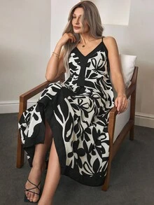 Aalyst 女士花卉印花休闲长款吊带裙，适合度假