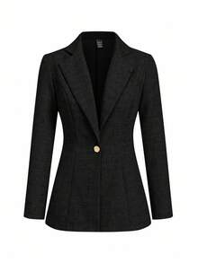 Ellevyn 女士优雅商务西装外套，百搭通勤夹克（带衬里），秋冬 - 黑色 - 查看 6