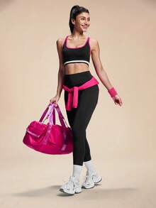 Core Rhythm Seamless Sports Yoga Tank Top/Contrast Trim/Slim Fit, Designed For Outdoor Running, Yoga, Pilates And Gym Workouts. Lightweight, Stretchy, Comfortable. Can Be Worn As A Base Layer Or Standalone, Ideal For Training Color Block Workout Set Active Wear Sports Bras