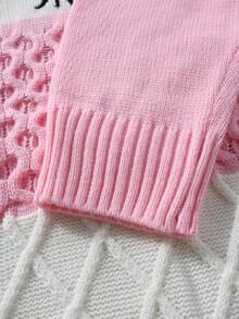 Manfinity Homme 男士休闲通勤刺绣拼接落肩宽松长袖开衫，秋冬款 - 粉色 - 查看 4