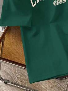 Claim Dot 男士橄榄绿色修身圆领短袖T恤 - 墨綠色 - 查看 5