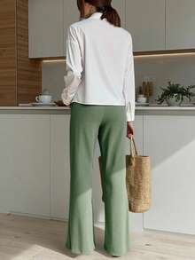 INAWLY 2pcs Plus Size Casual Simple Long Sleeve Shirt And Long Pants Set, Suitable For Summer Fall Cloth For Women - Multicolor - View 2