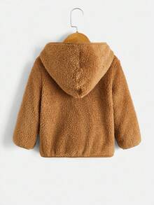 SHEIN Chaqueta con capucha de forro polar informal para niño