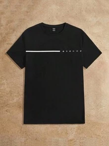 HIMLAND 男士字母图案 T 恤，夏季，Emo