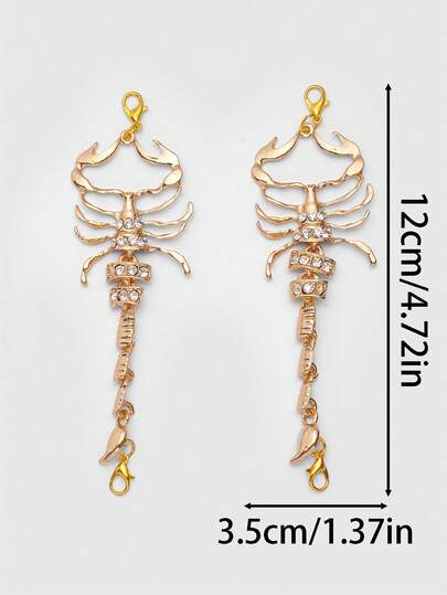 Goth 2 pièces Charms de chaussure style gothique Scorpion, chaîne de décoration de botte animale Punk avec strass, convient pour ajouter une atmosphère mystérieuse aux chaussures pour Halloween