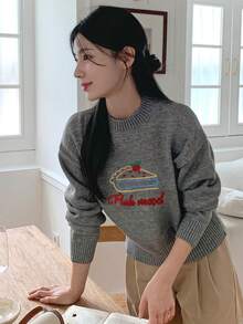 DAZY Women's Loose Fit 3D Pattern Gray Sweater - Grey - View 1