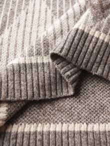 Core Aspect Men's Casual Loose Fit Rhombus Plaid Pattern Dropped Shoulder Sweater, Autumn/Winter - Multicolor - View 8