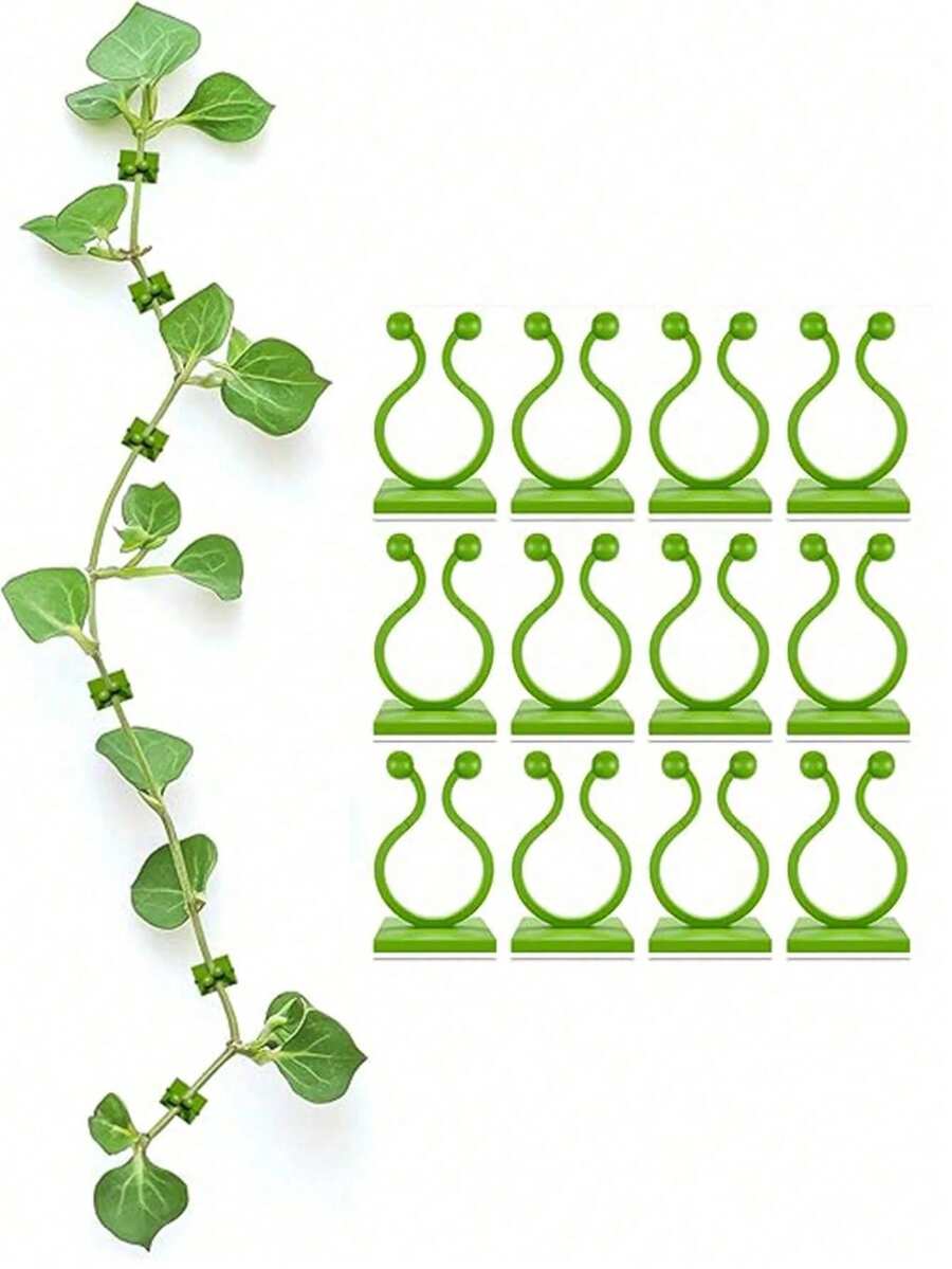 50pcs/10pcs Plant Wall Clips For Climbing Plants Wall Clips Green Tree Climbing Wall Tool Fixing Vine Fixing Clamp Climbing Hook Green Buckle Ring Traceless Green Plant Fixing Device
