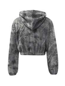 Manfinity 男式树枝印花拉链前连帽休闲运动衫 - 淺灰色 - 查看 2