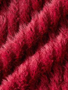 SHEIN MOD 女式纯色时尚前系带露肩喇叭袖上衣 - 紅色 - 查看 4
