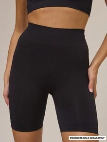 Musera Sport 运动紧身提臀高腰无缝运动短裤，适合冬季运动、健身房锻炼、骑行、跑步、休闲健身。 - 黑色 - 查看 1