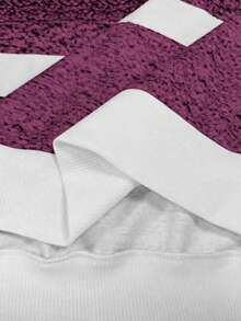 EMERY ROSE Women's Fashion Sweatshirt, Crew Neck, Long Sleeve, Half-Zip, Contrast Ribbed Collar, Cuffs And Hem, Asymmetrical Striped Print, Grey - Multicolor - View 8