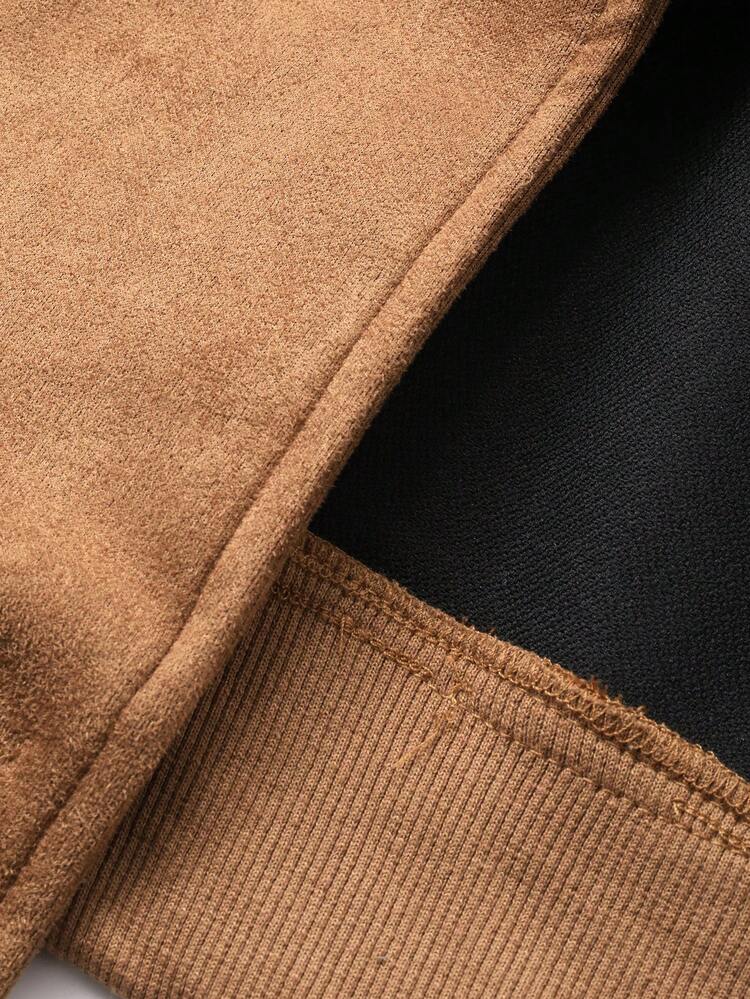 Women's Suede Collar Loose Open Front Casual Jacket