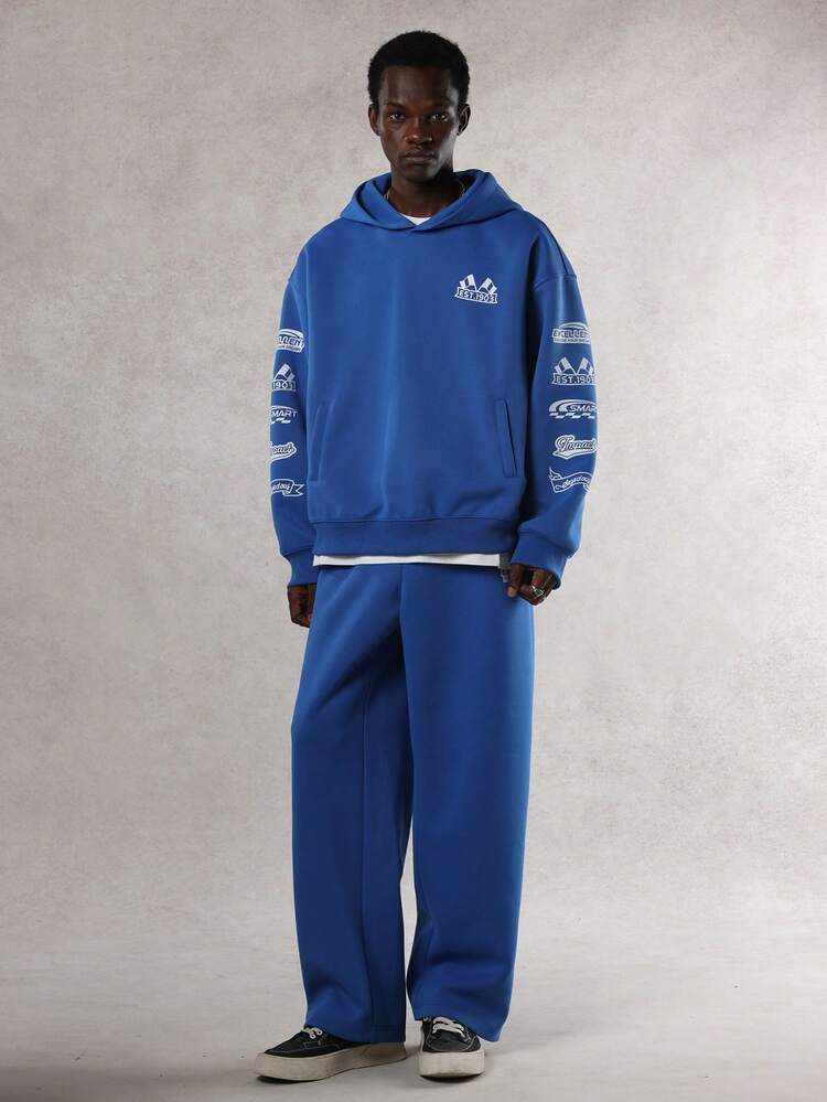 Men's Letter Print Design Oversized Hoodie Set, Autumn/Winter